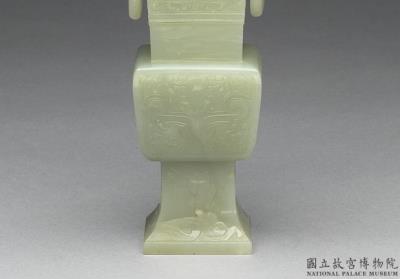 图片[2]-Jade square gu vase with ring handles in the shape of elephant holding rings, Qing dynasty (1644-1911)-China Archive